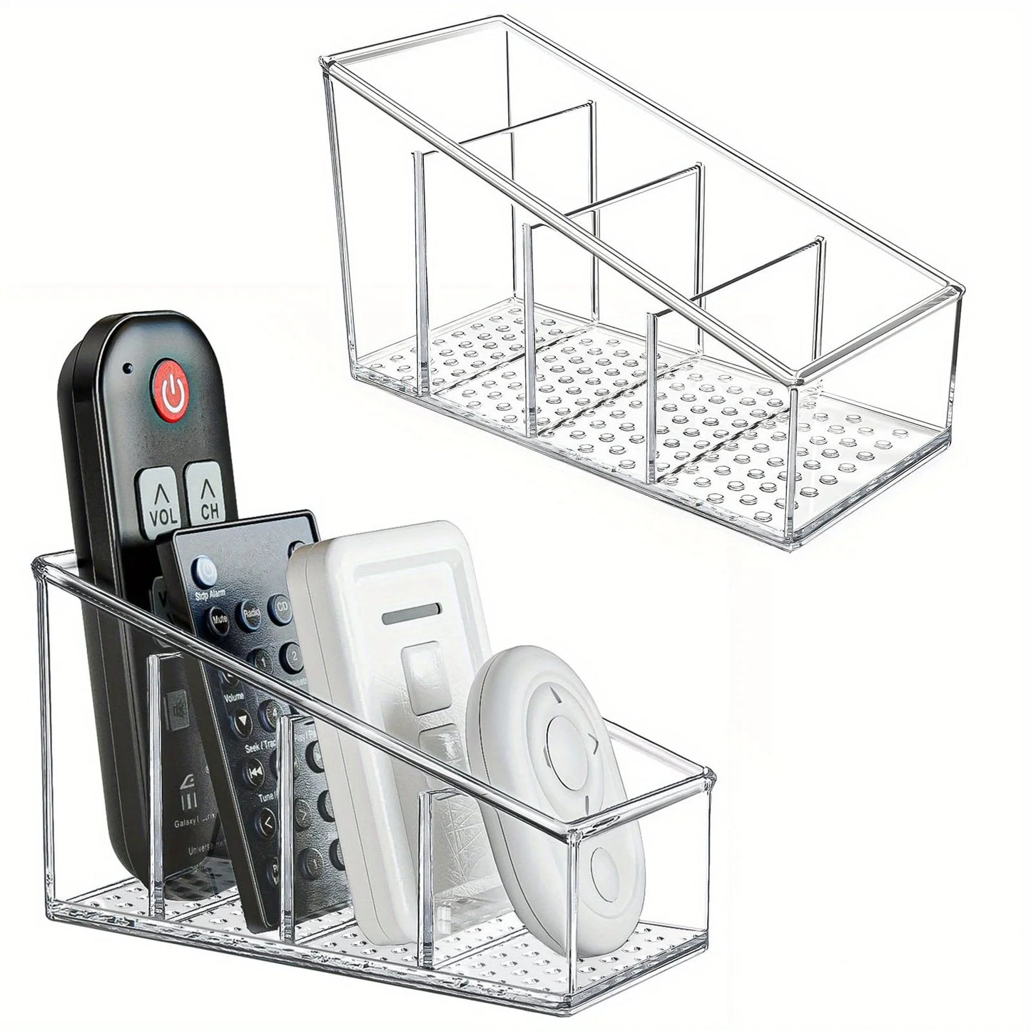 Remote Control Holder 4-Compartment Organizer Desk Organiser Home Office Storage