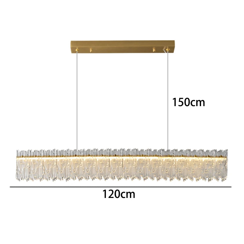 Textured Crystal Linear Chandelier LED Kitchen Island Light 100cm & 120cm