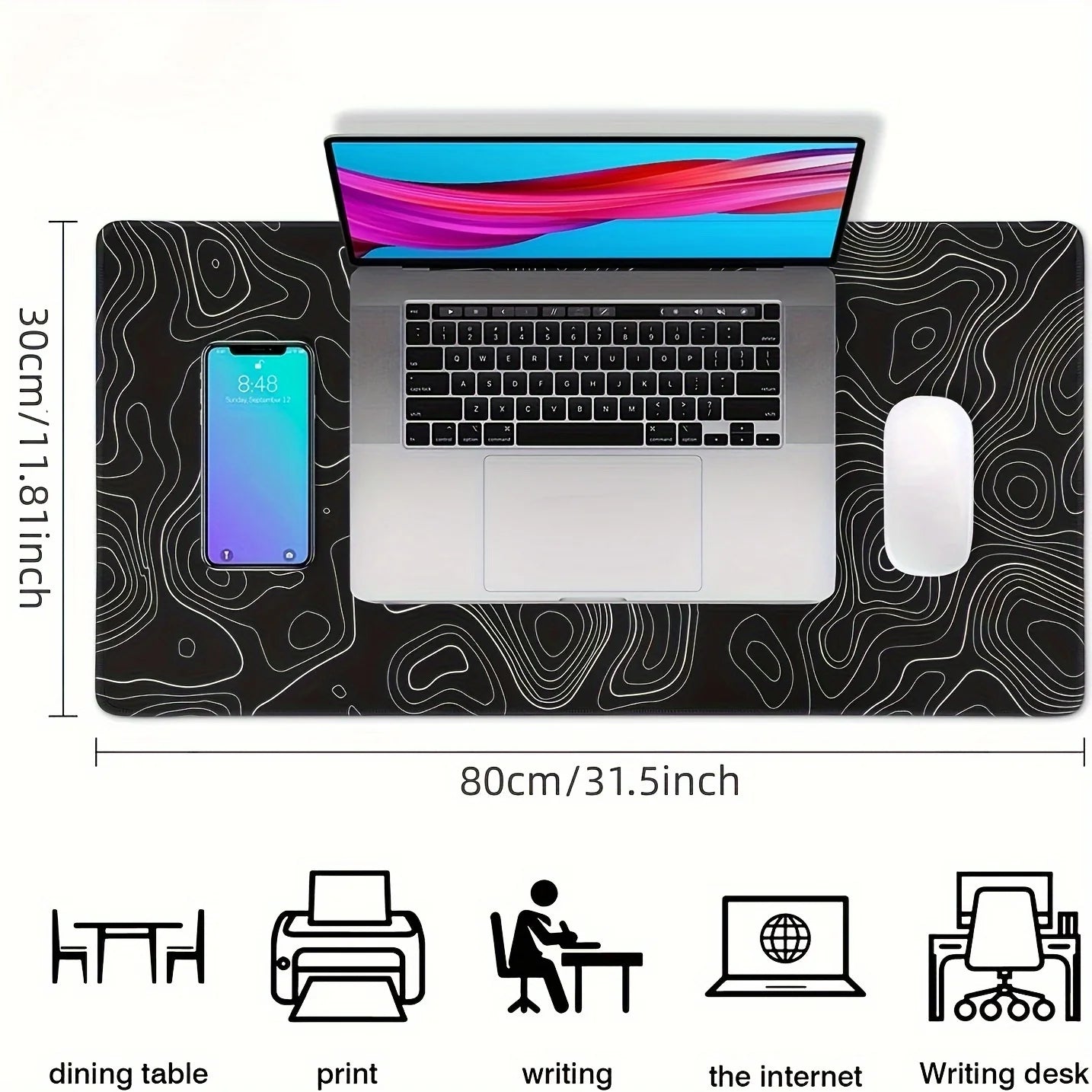 Large Extended Mouse Pad – Non-Slip Rubber Stitched Edge Desk Mat