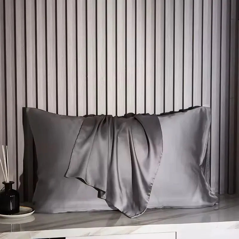 Silk Pillowcase White Black Grey Khaki Blue Pink Sliver Bed Pillow Covers Luxury Cases Home