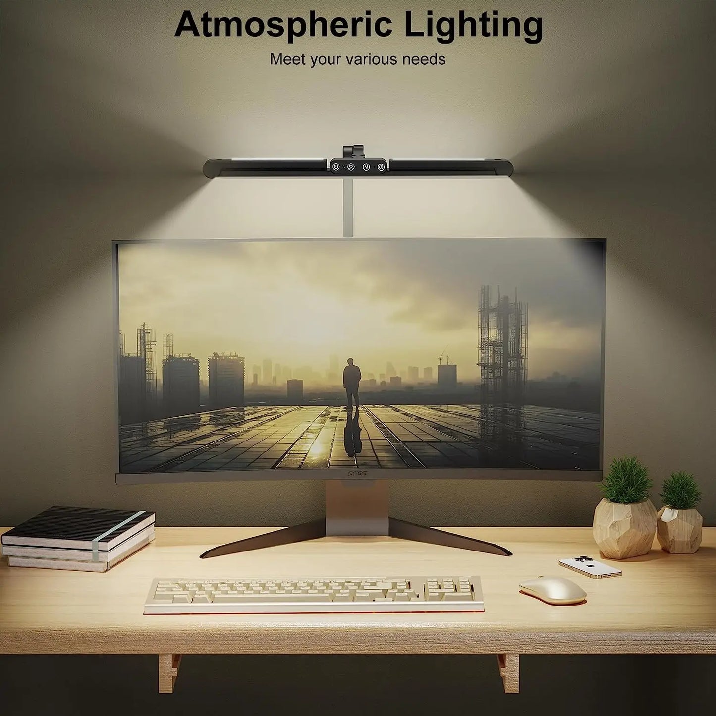 24W Wide Bar LED Desk Lamp – 5 Colour Temperatures Eye Protection