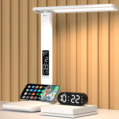 LED Desk Lamp with Clock and Calendar Home Office Indoor Lighting Touch Dimmer