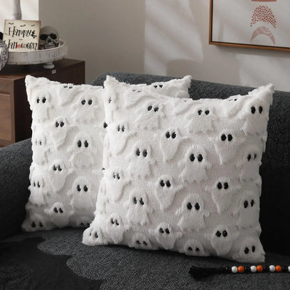 Fall Halloween Throw Pillow Covers Decorative Pumpkin Pattern Pillowcase Soft Plush Faux