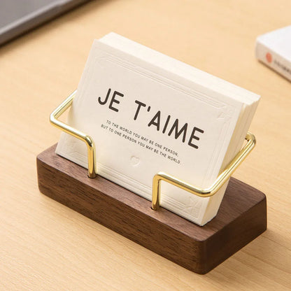 Wooden Business Card Holder Display Stand Wood Office Desk Home Storage