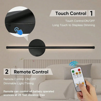 Magnetic Rechargeable LED Wall Lamp Wireless Black Gold Dimmable Living Room Bedroom Hallway Light