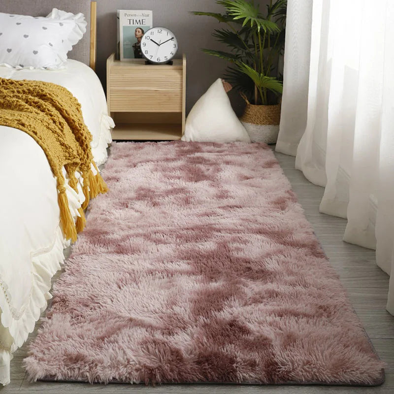 Pink Fluffy Kids Bedroom Rug Soft Girls Floor Mat