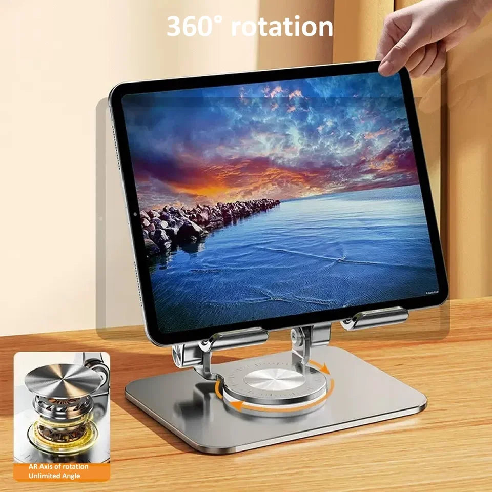 360° Rotating Tablet Stand – Foldable Aluminium iPad Holder