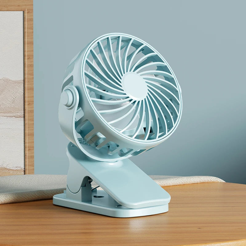 Portable Rechargeable Clip Fan 720° Rotatable Hanging with Night Light Air Cooler for Outdoor