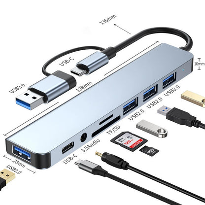 8-In-2 USB-C Hub Docking Station HDMI Laptop Accessories SD Card Reader 8 Ports in One Device
