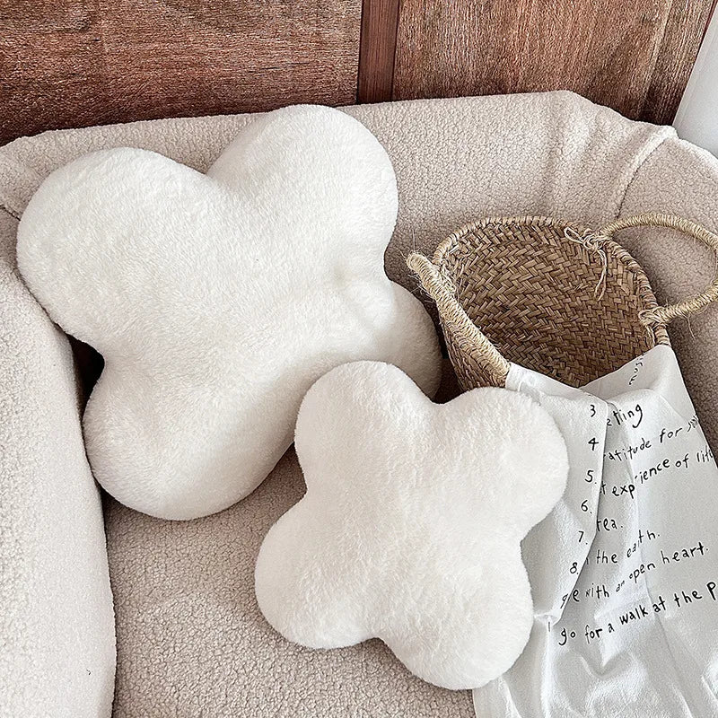 Four-Leaf Clover Plush Cushion Faux Fur Sofa & Floor Pillow 30cm