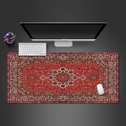 Persian Rug Style Mouse Pad Desk Mat Gaming Accessories Non-Slip Stitched Edge