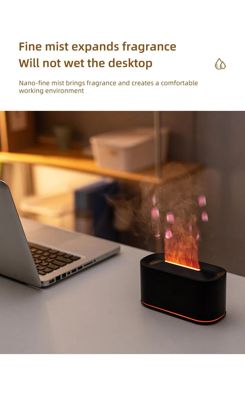 Flame Aromatherapy Diffuser – Cool Mist Humidifier for Home