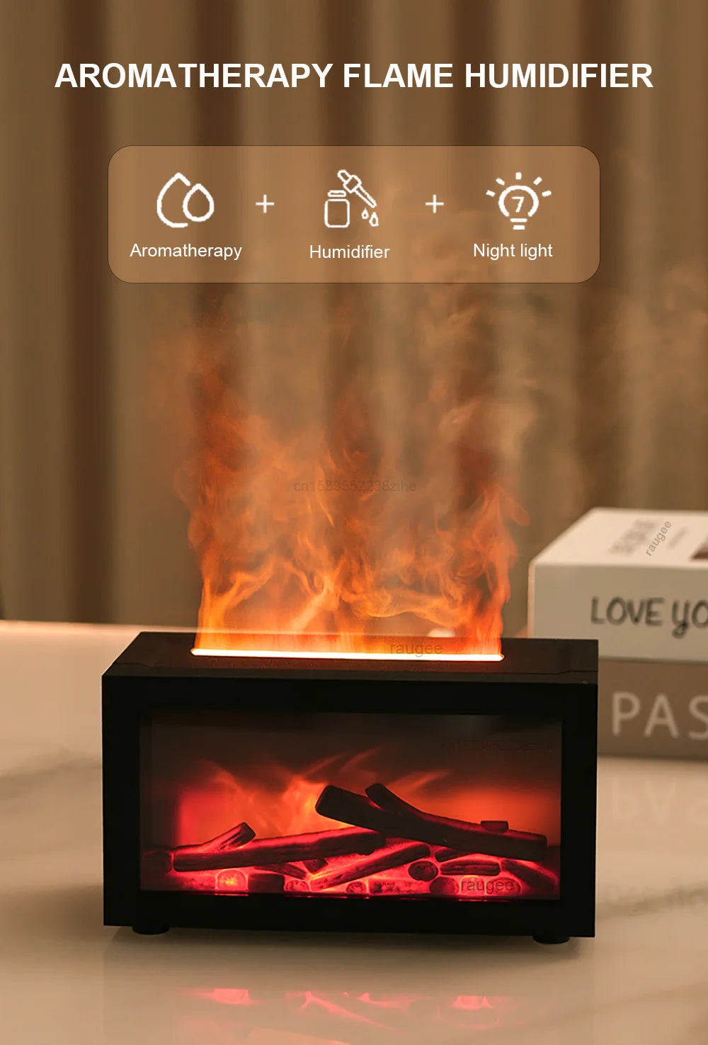 Fireplace Flame Aroma Diffuser – Desktop Aromatherapy Humidifier