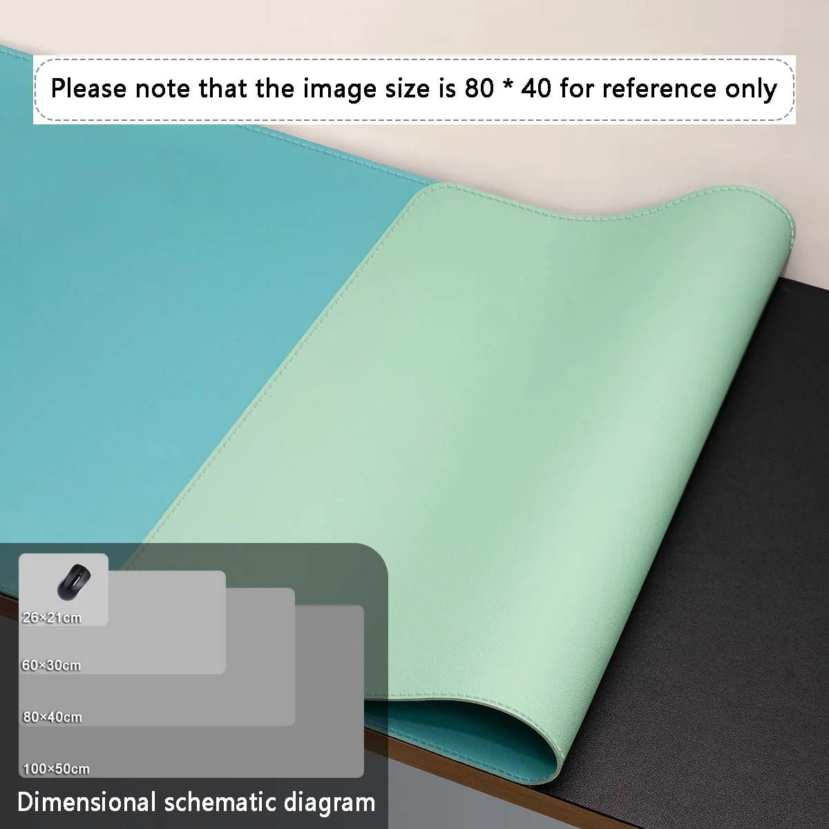 Two-Tone PU Leather Desk Mat – Large Waterproof Mouse Pad