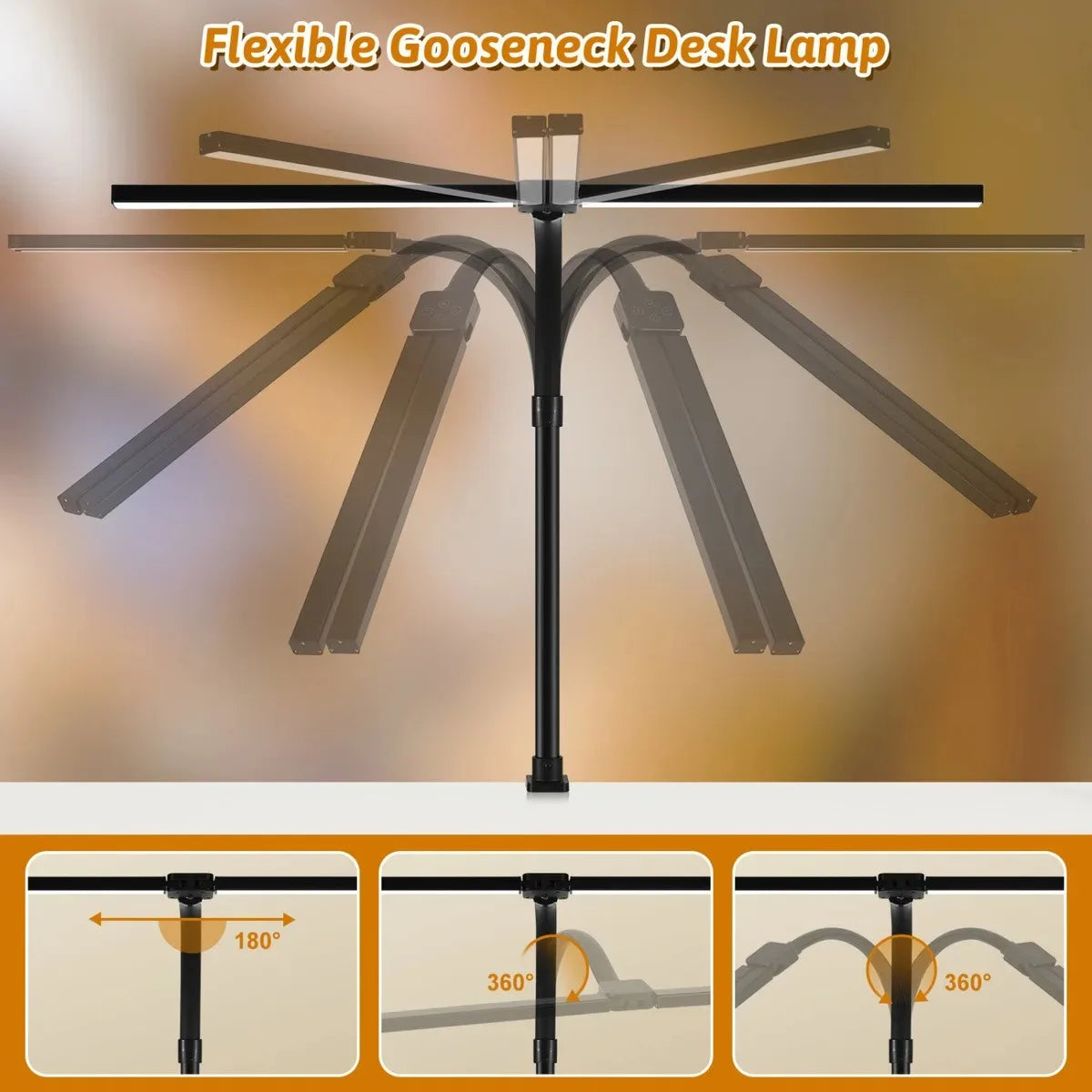 LED Architect Desk Lamp – Double Head Gooseneck 5 Colour Dimmer