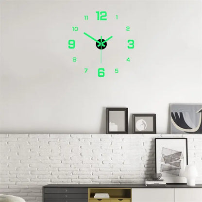 Luminous Digital Wall Sticker Clock Punch-Free Setup DIY European Style Silent Movement Acrylic
