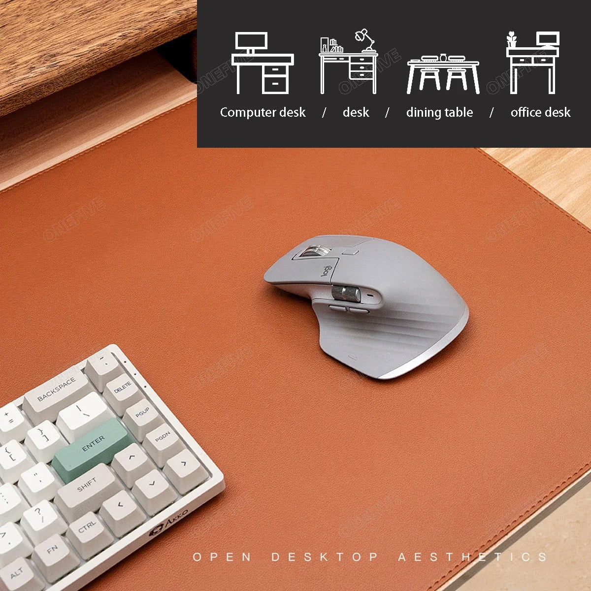 Two-Tone PU Leather Desk Mat – Large Waterproof Mouse Pad