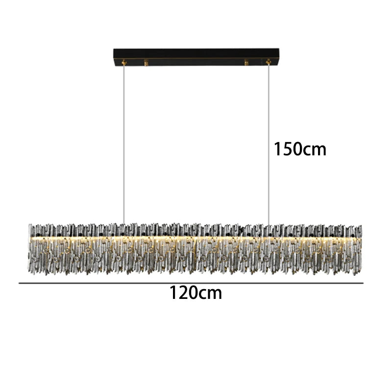 Textured Crystal Linear Chandelier LED Kitchen Island Light 100cm & 120cm