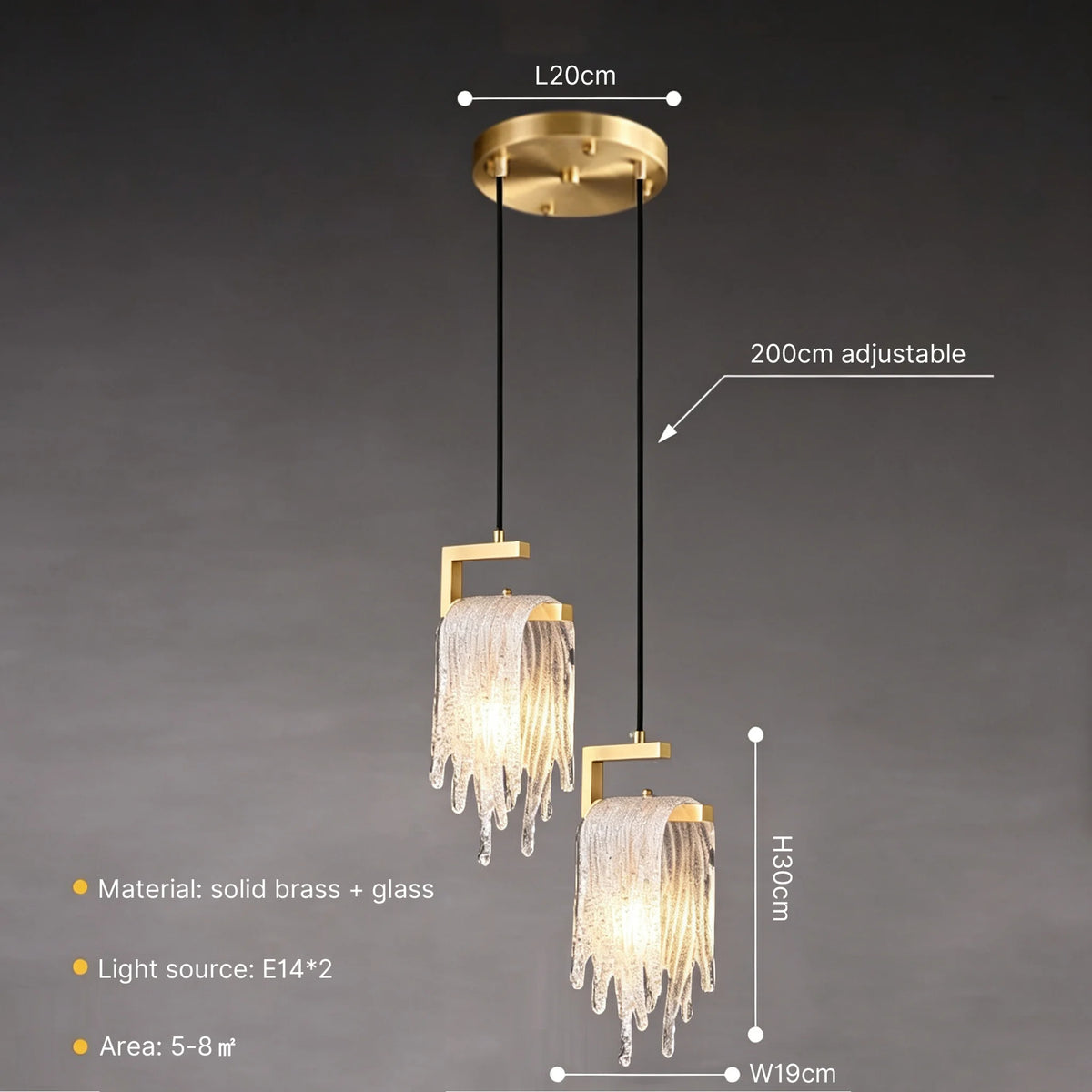 Brass Crystal Icicle Pendant Light Ceiling Chandelier