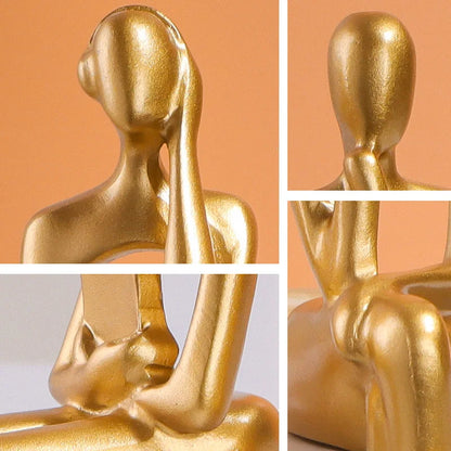 Three-piece Set of Art Figurines for Desktop Decoration Suitable Study Desk or Bookshelf