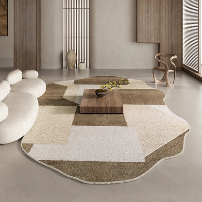 American Retro Brown Plush Area Rug Living Room