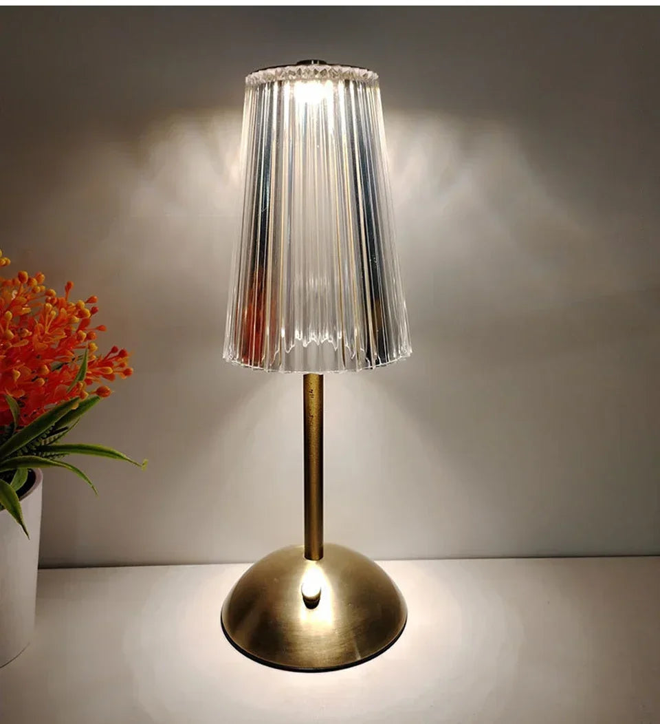 Crystal LED Table Lamp Touch Sensor Rechargeable Night Light Bedroom Bedside Bar Hotel Decor