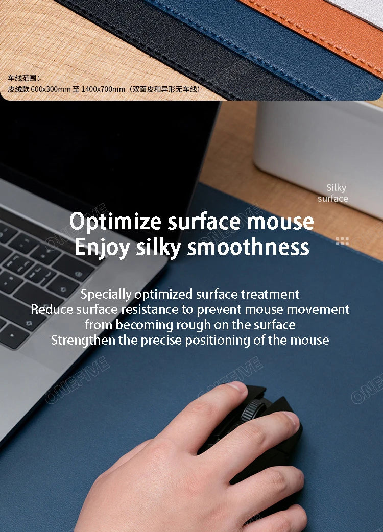 Two-Tone PU Leather Desk Mat – Large Waterproof Mouse Pad