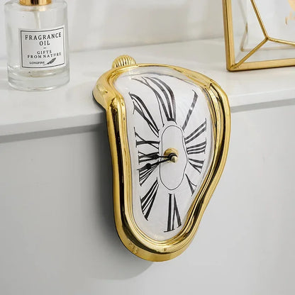 Surreal Melting Wall Clock Melted Design Silent Movement Flexible Placement