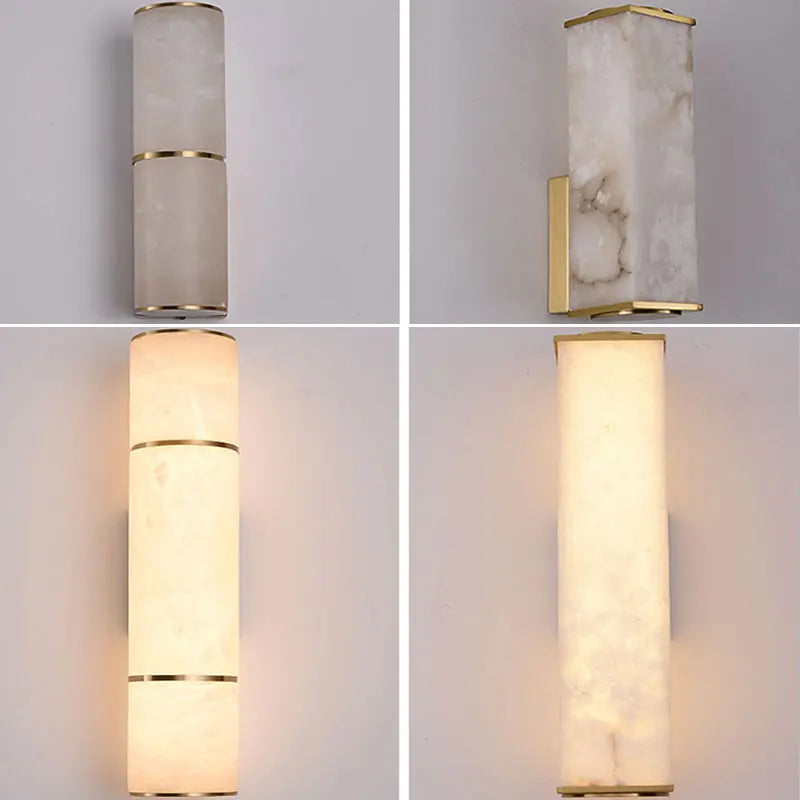 Marble LED Wall Sconce Copper Bedside Bedroom Wall Light
