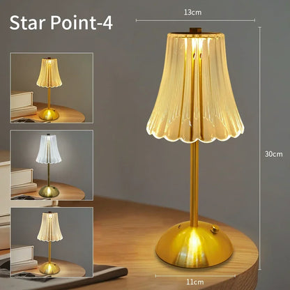 Crystal LED Table Lamp Touch Sensor Rechargeable Night Light Bedroom Bedside Bar Hotel Decor