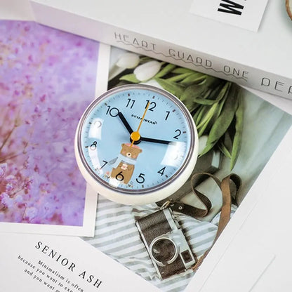 Mini Waterproof Bathroom Wall Clock Blue and Anti-Fog Suction-Cup Mounting