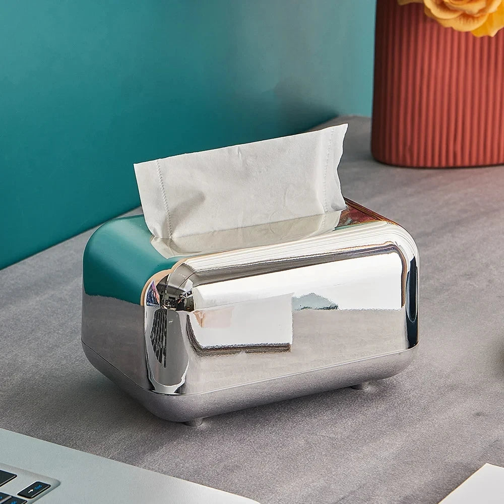 Luxury Golden Tissue Boxes Storage Napkin Holder Paper Case Organizer Ornament Craft Desktop
