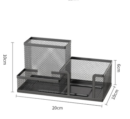 Mesh Desk Organizer Caddy 3 Compartments Study Home Office Storage