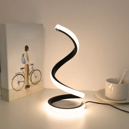 LED Spiral Desk Lamp Modern Three Color Dimming USB Power Button Switch Bedroom Bedside Study Home