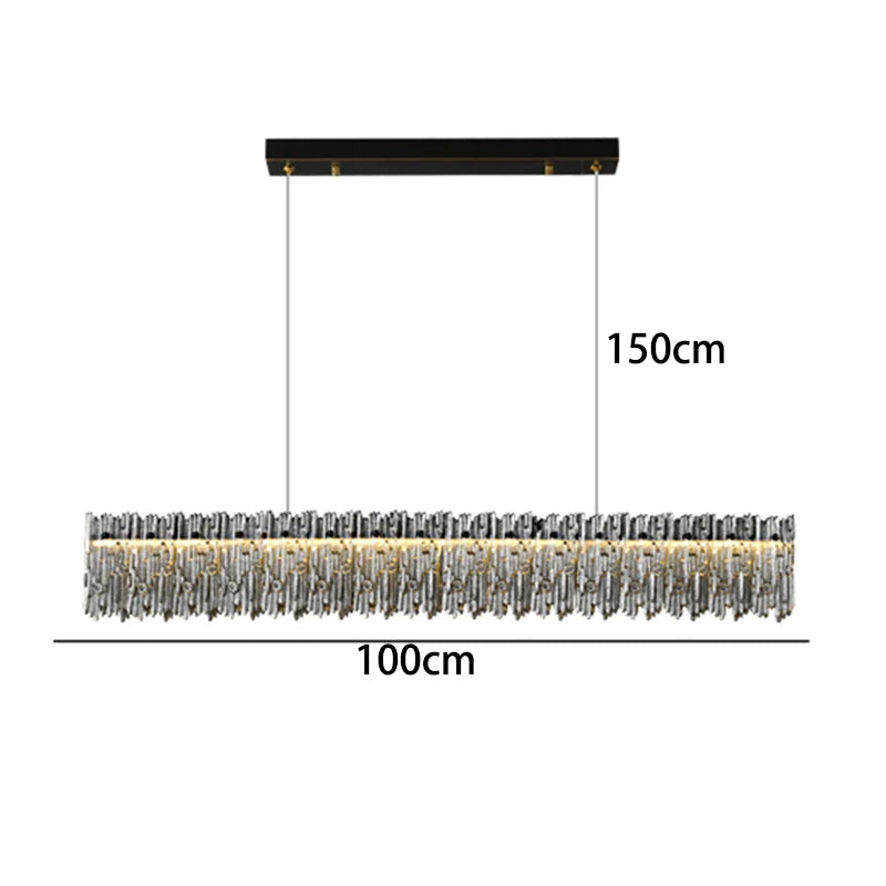 Textured Crystal Linear Chandelier LED Kitchen Island Light 100cm & 120cm