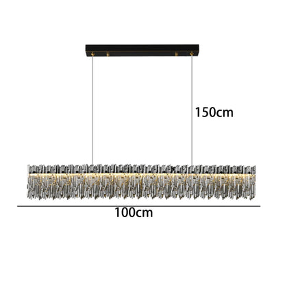 Textured Crystal Linear Chandelier LED Kitchen Island Light 100cm & 120cm