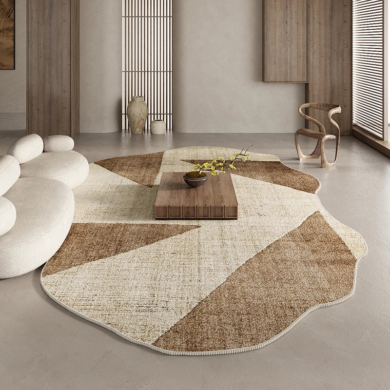 American Retro Brown Plush Area Rug Living Room