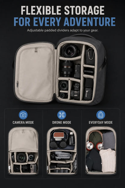 Camera Backpack 16L 22L Water-Resistant Photography Bag