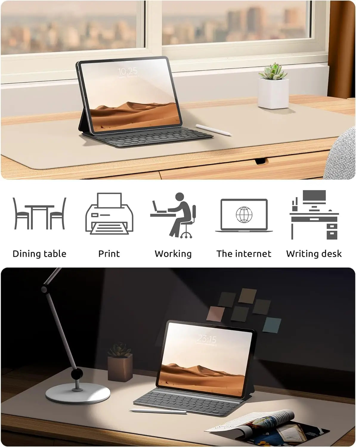 PU Leather Desk Mat – Large Non-Slip Waterproof Office Mouse Pad