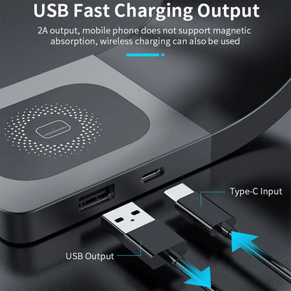 4-In-1 Metal Charging Stand Premium Shell 15W Fast Magnetic Wide iPhone Support Wireless