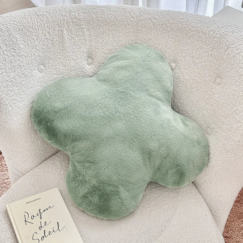 Four-Leaf Clover Plush Cushion Faux Fur Sofa & Floor Pillow 30cm