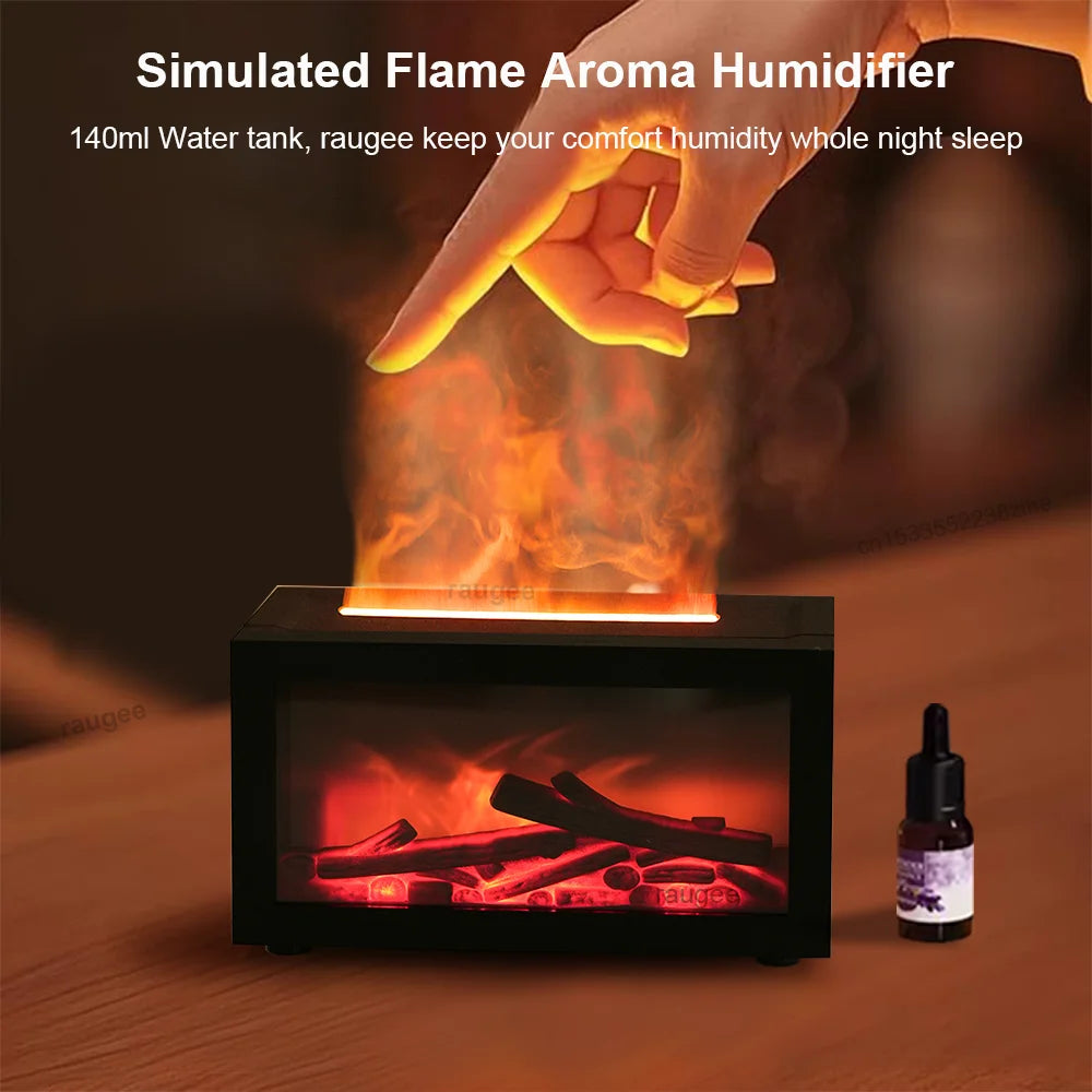 Fireplace Flame Aroma Diffuser – Desktop Aromatherapy Humidifier