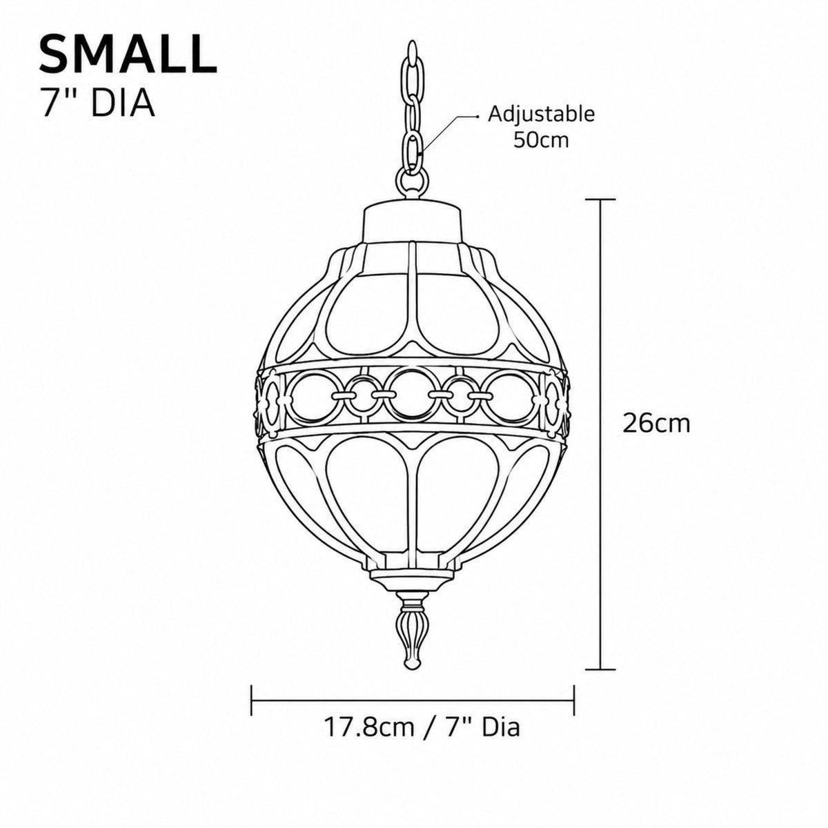 Caged Glass Globe Outdoor Pendant Lantern Porch Weatherproof IP54