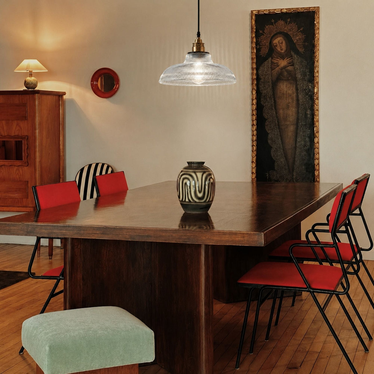 Nordic Vintage Coloured Glass Pendant Light Kitchen Dining Bar E27