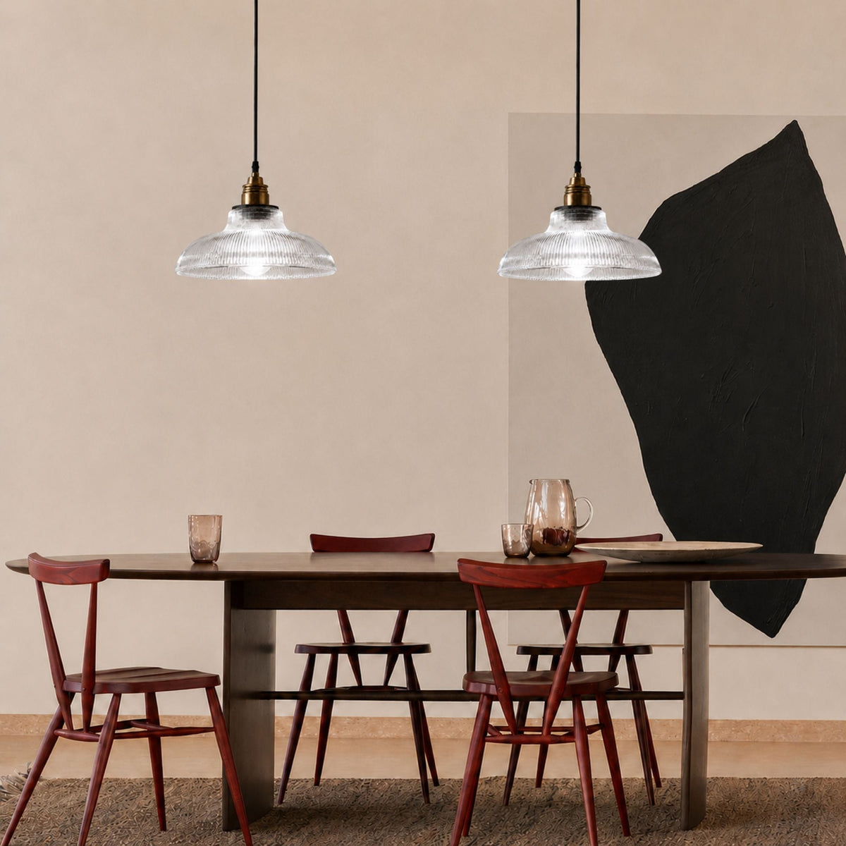 Nordic Vintage Coloured Glass Pendant Light Kitchen Dining Bar E27