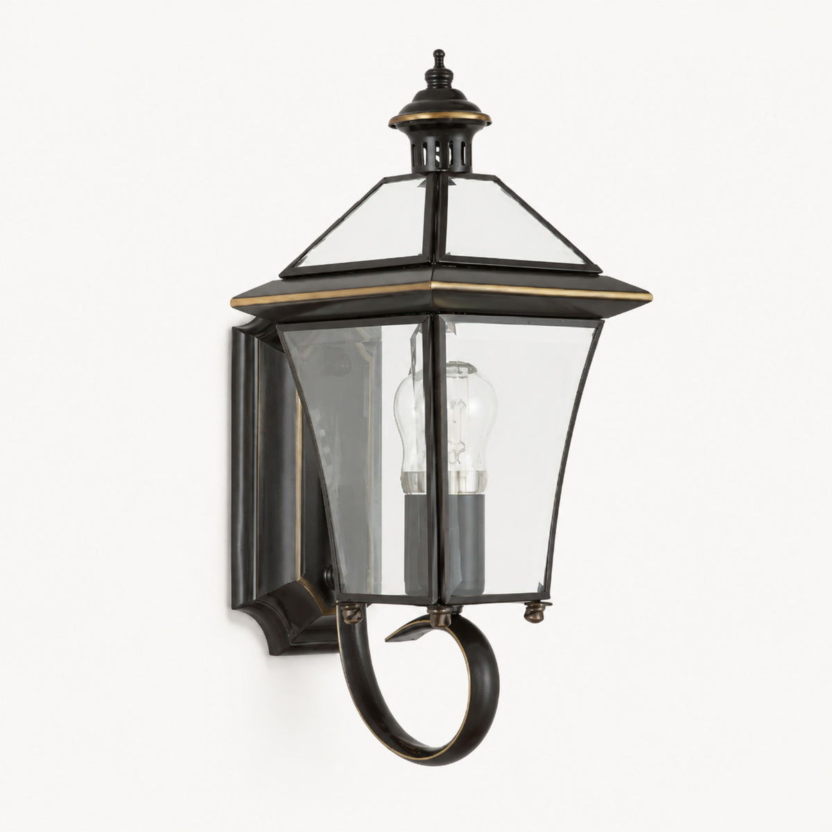 Modern Outdoor Wall Light Waterproof IP65 Brass Clear Glass Hardwired Garden Lantern