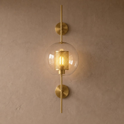 Clear Glass Wall Light Brass Wall Mounted LED Sconce