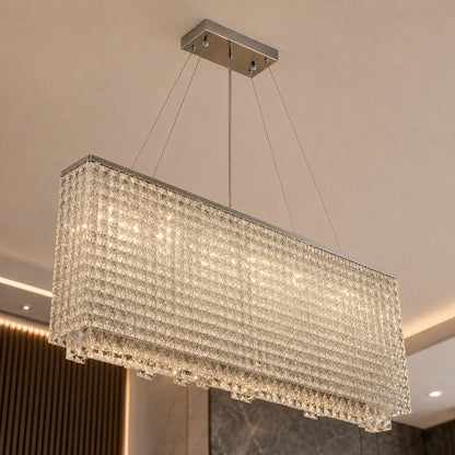Crystal Chandelier Hanging LED Light Fixture Chrome