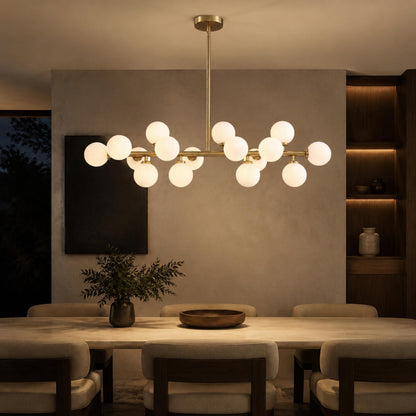 Linear Gold Frosted Glass Chandelier 16-Light LED