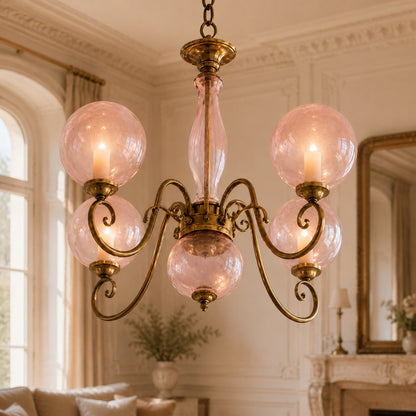 Glass Chandelier Hanging LED Light Fixture Adjustable